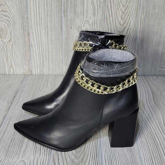 Steve Madden Perlina Black Leather Chain Ankle Boots, NWT, NIB, Size 8.5 - Picture 5 of 15
